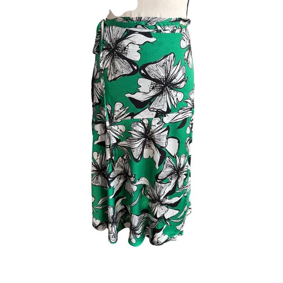 Alexis Floral Wrap Top & Midi Skirt Set Green White Print Women’s Large Resort - Picture 4 of 10